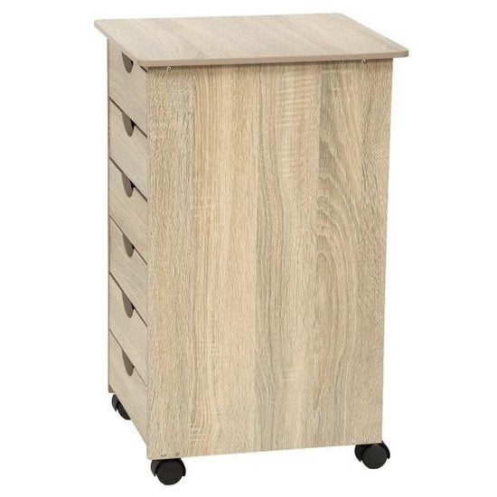 tectake - Kommode / Schubladenblock mit Rollen - Helles Holz, Eiche Sonoma - 401788