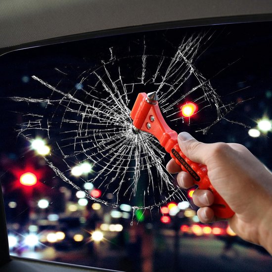 Sicherheitsgurtschneider und Nothammer, Sicherheit im Auto bei Notfällen, zum Einschlagen von Autoscheiben und Durchtrennen von Sicherheitsgurten, für Auto oder Bus