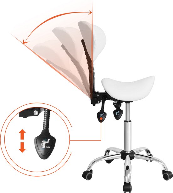 Sattelhocker ergonomisch - Barbierhocker - Tabouret - höhenverstellbar - neigbare und verstellbare Rückenlehne