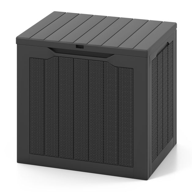 Coast Storage Box Black - 96L Outdoor Box mit abschließbarem Deckel und Rattan Look - 56 x 41 x 50,5 cm