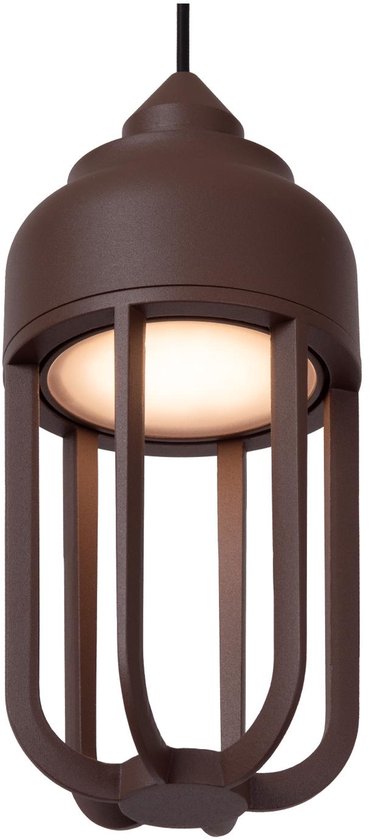Lucide WELLS – Hängeleuchte für den Innen- und Außenbereich – Ø 10 cm – LED – 1x8 W, 2700 K – IP54 – Rostbraun | Essential
