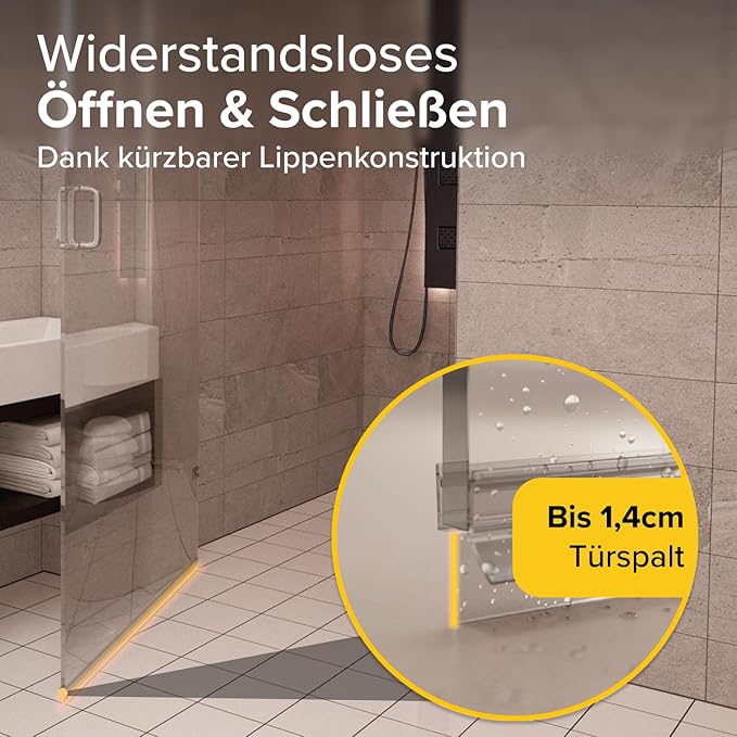 five dots shower seal 6 mm NEW2025 - Duschdichtungen für Duschtüren ohne Vergilbung - Duschtürdichtung 6 mm hält 100% dicht - Duschtürdichtung Unterseite - Duschkabinendichtungen