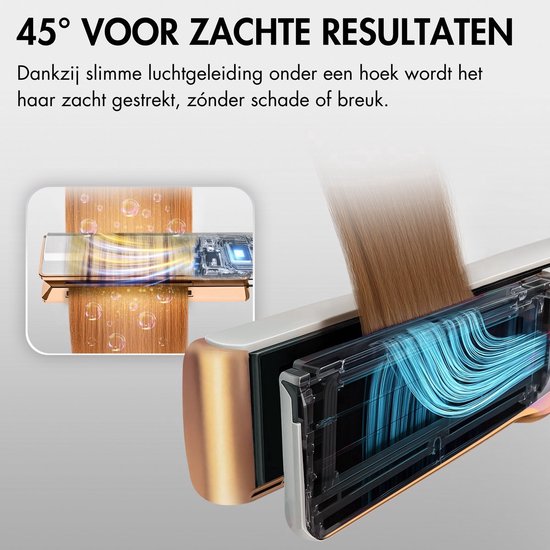 Sansbeauté® Sanstraight Straightener Wet-to-Dry mit Reiseetui - 2 in 1 - Haartrockner & Haarglätter - Coldshot - 80℃ bis 140℃ - Haarstraffer - Haarglätter - Lisseur Cheveux - Alternativer Dampfstraffer