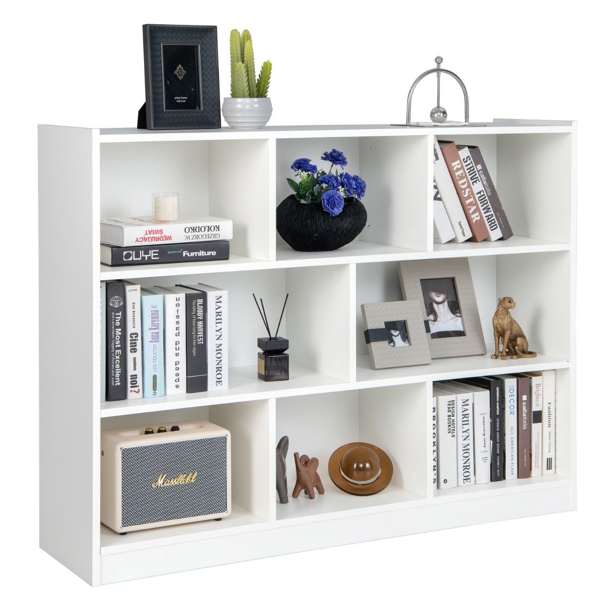 Coast Kinderbücherschrank – 3 Ebenen – 8 Einlegeböden – weiß – 122 x 32 x 93 cm