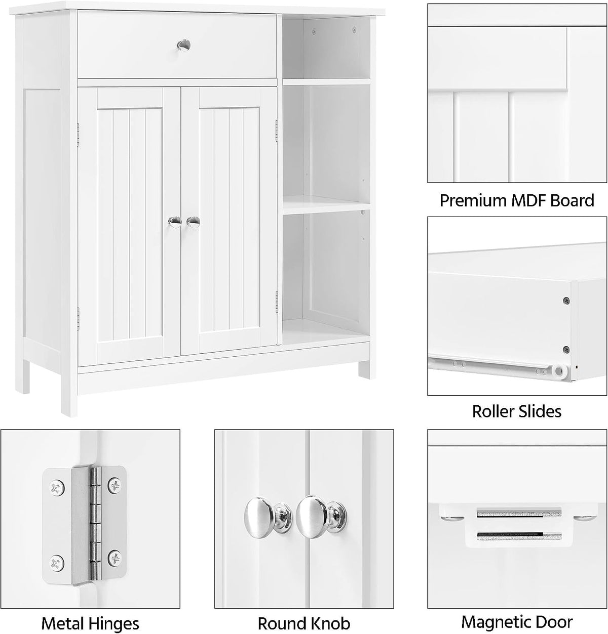 Yaheetech Badezimmerschrank mit Schublade und Tür – verstellbare Einlegeböden – 80 x 75 x 30 cm – Dunkelgrau