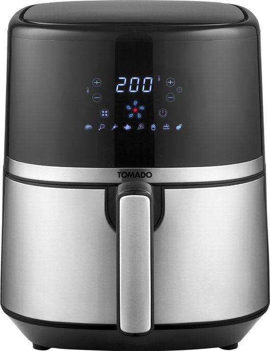 Tomado TAF5401S - Airfryer - 5,4 Liter Fassungsvermögen - Heißluftfritteuse - Digitales Display - 800 Gramm Pommes frites - Schwarz/RVS