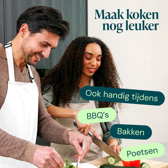Castagnola-Küchenschürze – Wasser- und schmutzabweisend – Professionelle Kochschürze – BBQ-Schürze für Damen und Herren – Unisex – Verstellbare Schnalle – Extra große Taschen – Weiß