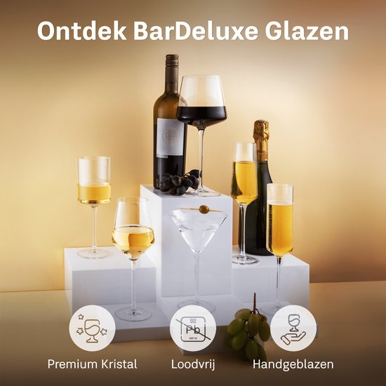BarDeluxe® Weingläser Rotwein - Luxusgeschenk - Kristallweinglas 640ml - Rotweingläser Kristall - Handgemacht - Perfekt für Bar oder Diner