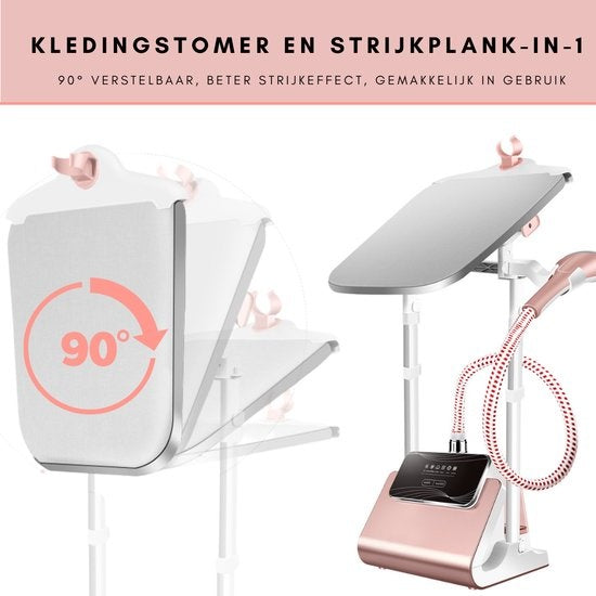 Niceey Wäschedampfer - 1800W - inkl. Bügelbrett - Pink