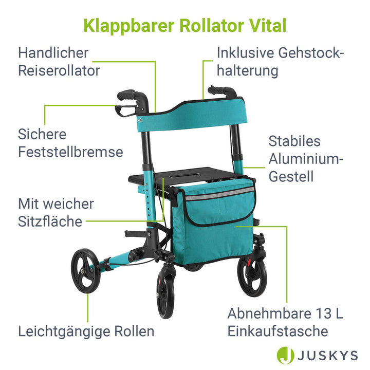 Aluminium Rollator Vital mit Sitz - leicht & faltbar