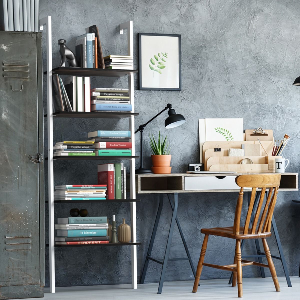 Coast 5-Layer Ladder Shelf Bookcase 61x30x183 cm Weiß - Platzsparendes Aufbewahrungs- und Präsentationsregal