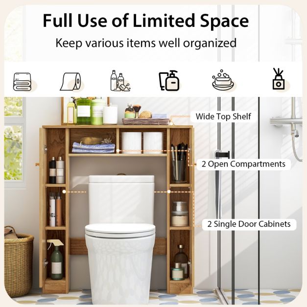 Cost Toilettenschrank mit Doppeltür - Holz - Braun - 87,5x18x98 cm