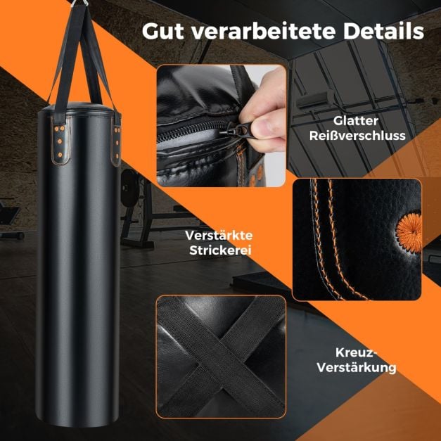 Coast Boxsack Set Schwarz - 4-in-1 Hänge-Boxsack mit 12OZ Boxhandschuhen - 32 x 110 cm
