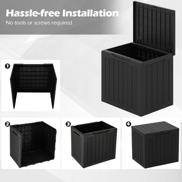 Coast Storage Box Black - 96L Outdoor Box mit abschließbarem Deckel und Rattan Look - 56 x 41 x 50,5 cm