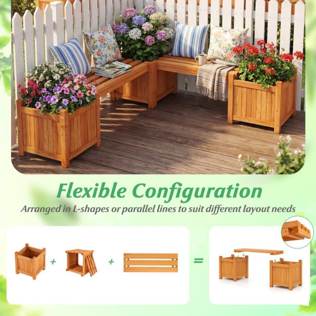 Coast Blumenkasten - Massivholz - Bank - Offener Boden - 106x27x29 cm - Natur