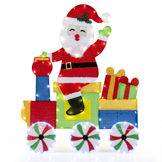 Weihnachtsdekoration Küste mit LED-Weihnachtszug Mehrfarbig - 96 x 34 x 120 cm - Mit Erdnägeln