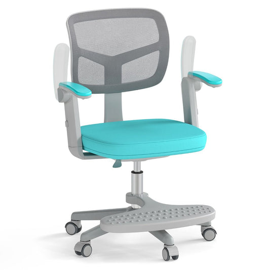 Coast Kinderschreibtischstuhl Ergonomisch verstellbar mit Rädern und Fußstütze - Sitzhöhe 41-52 cm - Türkis - 57 x 55 x 80-91 cm