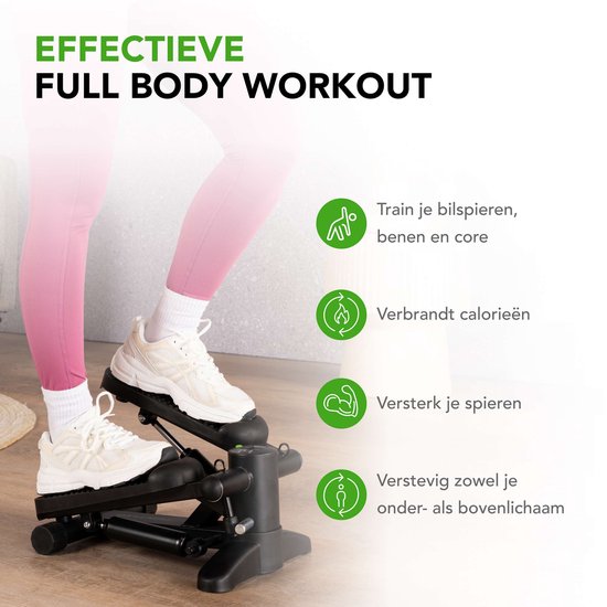 Tunturi Stepper – Stepper-Fitness – Treppensteiger – Aerobic-Step – Fitness – inkl. Display und Widerstandsbändern – Schwarz