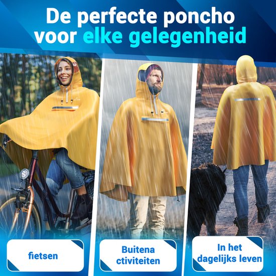 Nextcover Regenponcho Fahrrad für Damen und Herren | Regencape mit AquaShield 2.0 Technologie, wind- und wasserdicht | Ideal zum Radfahren, Wandern und Angeln | Fahrradponcho Erwachsene Unisex Fit | Poncho