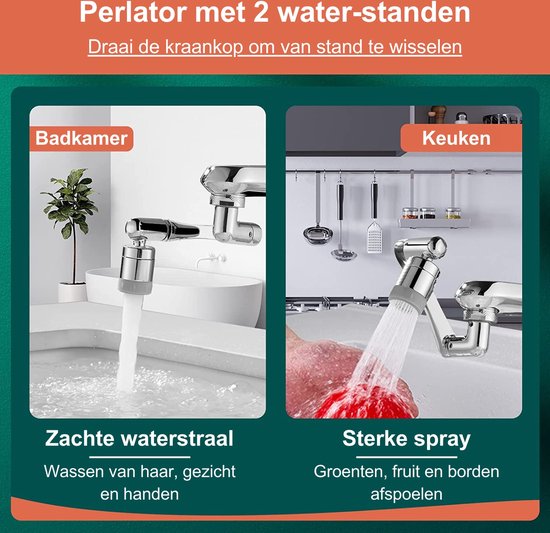 Feau Wasserhahnverlängerung - Wasserhahnaufsatz - Wasserhahnverlängerung - 1440Â° schwenkbar - Material 100% Messing - universal