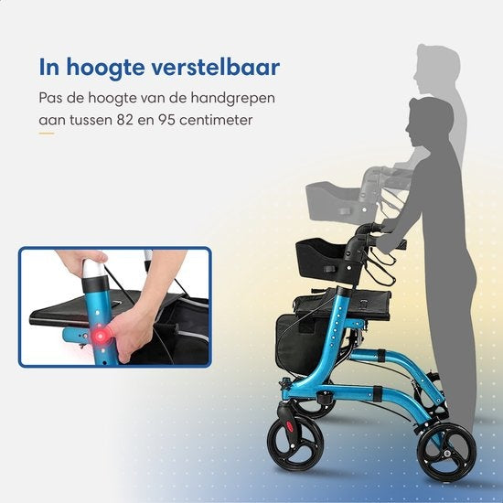 Safe Age - Rollator - leicht und faltbar - Sitzfunktion - für Innen- und Außenbereich - Rückenlehne und Gehstockhalterung