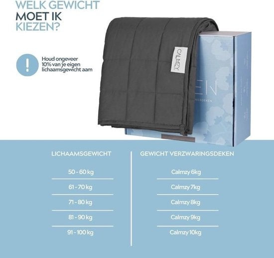 Calmzy 2.0 - Kuscheldecke 9 kg - 150 x 200 cm - Dunkelgrau