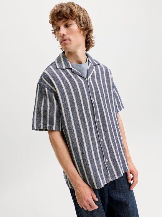 Jack & Jones – Herrenhemden Coba Stripe Resort Shirt – Blau – Größe M