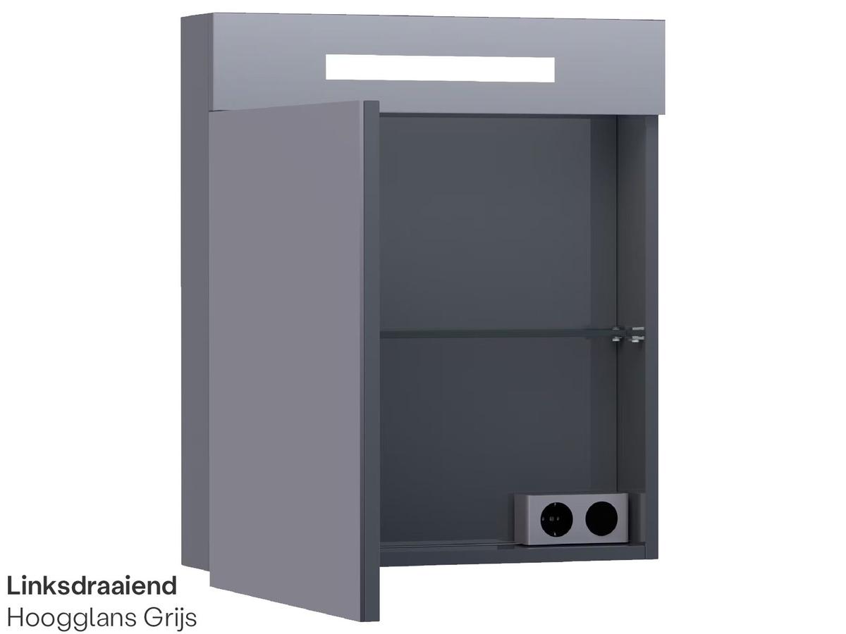 Brauer Spiegelschrank 2.0 – Hochglanzgrau – 60 cm – links öffnend