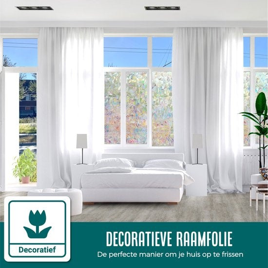 Homewell Fensterfolie HR++ 45x300cm - Solar & Isolierend - Statisch - Regenbogen Scherben
