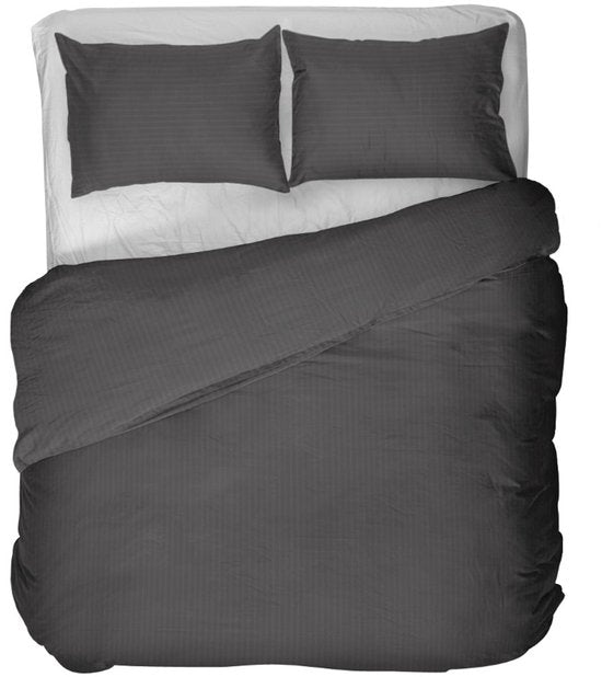 Kayori Elin Bettbezug aus Baumwollsatin – 260 x 200–220 cm + 2 Kissenbezüge – Einzelbetten – Anthrazit
