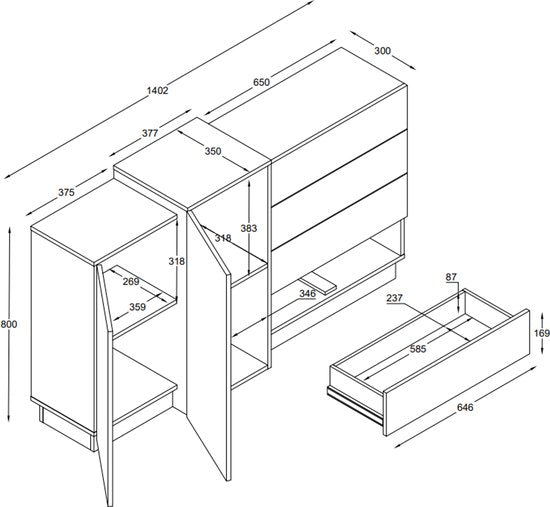 VDD – Schrank – Wandschrank – Sideboard – Kommode – Weiß – Modern