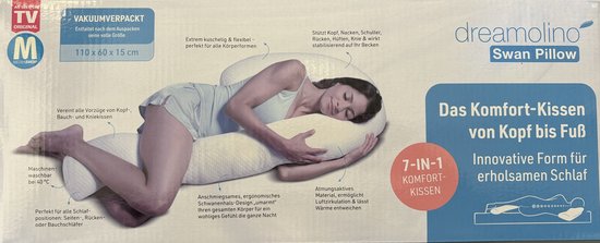 Dreamolino Swan – ergonomisches Kissen für Seitenschläfer – 7-in-1-Komfortkissen – stützt und wirkt stabilisierend – Schwangerschaftskissen – Stillkissen – atmungsaktives Körperkissen