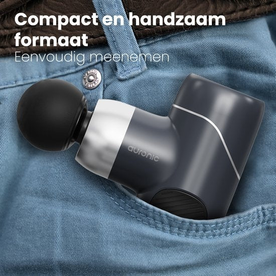 Auronic Massage Gun - Massagegerät - Professional - 4 Aufsätze und Etui - Massage Gun - Ganzkörper - Dunkelgrau