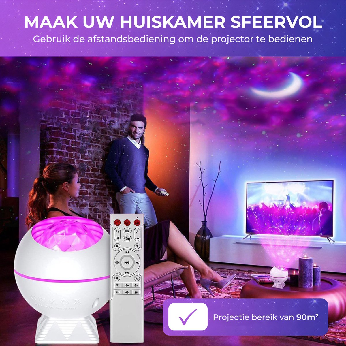 MostEssential Premium Star Projektor - Bluetooth 5.0 - USB - 3000 lm - Weiß