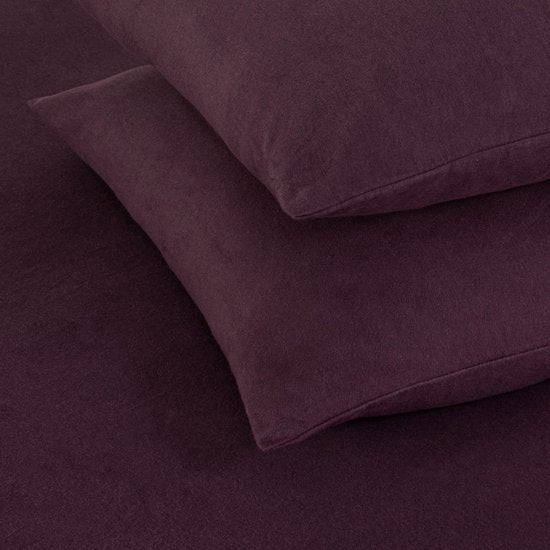 DoubleDry Bettbezug aus Flanell, 100 % weiche Baumwolle – Einzelbett 140 x 200/220 cm + 1 Kissenbezug – atmungsaktiv & hautfreundlich – Lila
