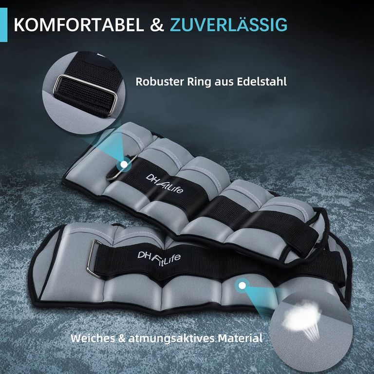 DH FitLife Handgewichte – Verstellbar 0,5–4,5 kg – 2er-Set – Reflektierend