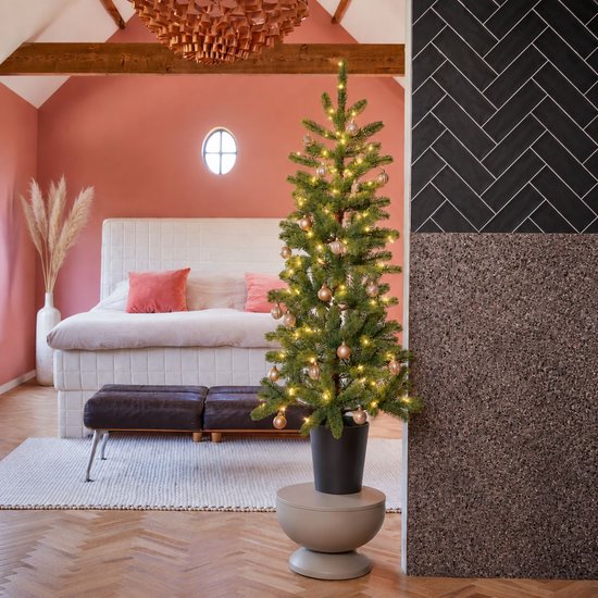 Black Box Trees Nagoya Kunstweihnachtsbaum mit Beleuchtung H120 x Ø60 cm – Weihnachtsbaum für den Innenbereich – Kunstbaum mit 212 PE-Tannenzweigen – Schlankes Modell Ø60 cm – Grün