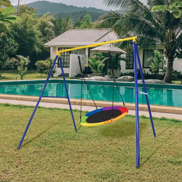 Coast robustes Metall Schaukelgestell ein Gestell Gartenschaukelgestell 194 x 184 x 180 cm blau + gelb