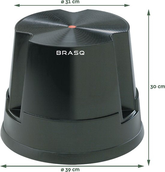 BRASQ Tritthocker aus schwarzem Kunststoff Essential ST100, Tragkraft 150 kg, Tritthocker, Elefantenfuß, Bürostuhl, Treppe, Rolltreppe, Hocker