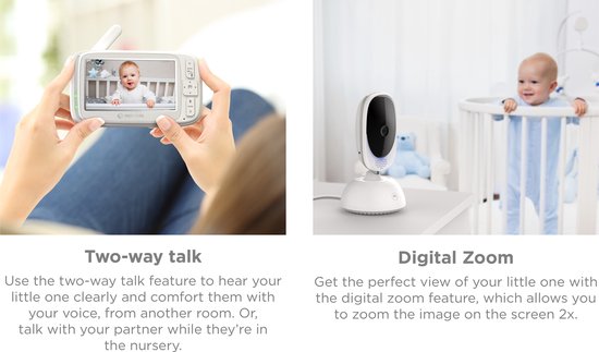 Motorola Nursery Babyphone mit Kamera – Babyphone VM75 – Babykamera mit Farbdisplay, Zwei-Wege-Kommunikation, Schlafliedern und Infrarot-Nachtsicht – 300 m Reichweite