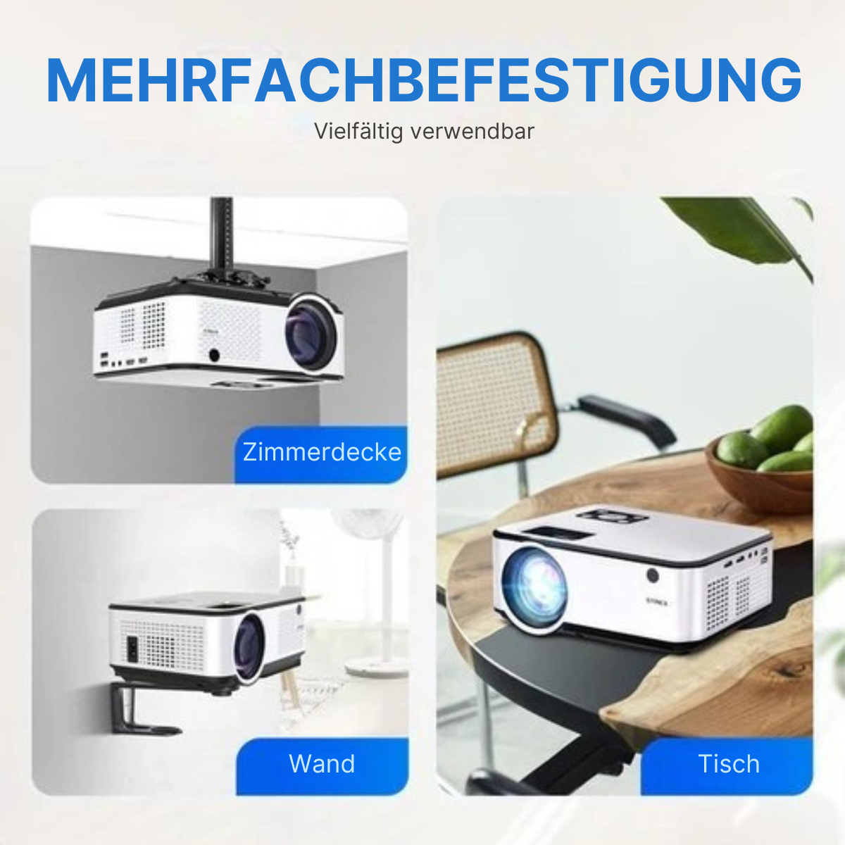 Strex - Mini Beamer - Full HD - 7000 Lumen Streaming vom Telefon - mit WLAN - Weiß