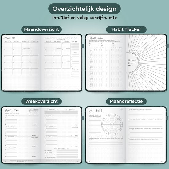 Systemyze Agenda 2025 Erwachsene - Planer - Journal - Organizer - Stickerblätter inklusive - A5 Format - Blaugrau
