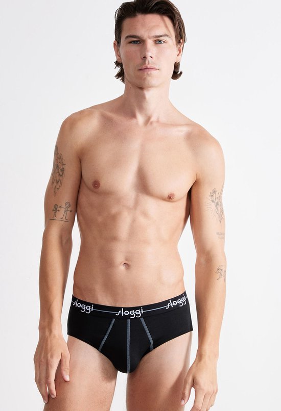 sloggi Start Midi 2er-Pack Slips - Herren - Baumwolle/Elastan - Regular Waist - Elastischer Bund - Schwarz - Größe XL