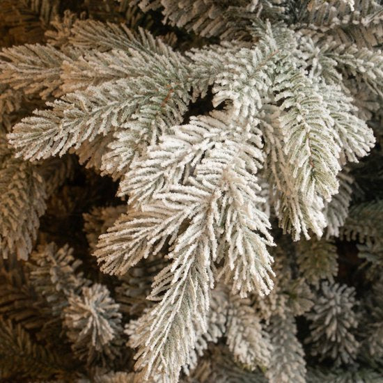 Black Box Trees Grimshaw Baum – Weihnachtsbaum mit Frost- und Schneeeffekt – Weihnachtsdekoration für den Innenbereich – Kunstbaum mit Scharnierkonstruktion – H 215 x Ø 152 cm – Grün