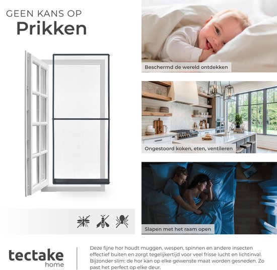 tectake® Fliegengittertür 95 x 210 cm – Fliegengitter mit Aluminiumrahmen – Nach Maß anfertigbar – Glasfaser-Fliegengitter – Wetter- und UV-beständig – inkl. Befestigungsmaterial – Anthrazit