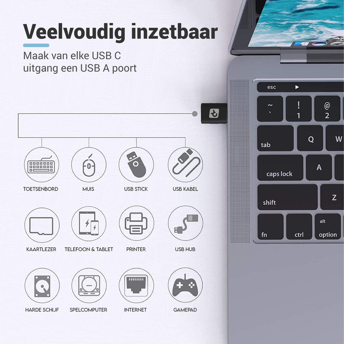 Teeco - USB C zu USB A - 2 Stück - USB C zu USB A - USB 3.0 - 5Gps - Thunderbolt - USB - Geeignet für USB-Stick, USB-Hub, USB-C-Hub und USB-Splitter - Aluminium - Schwarz