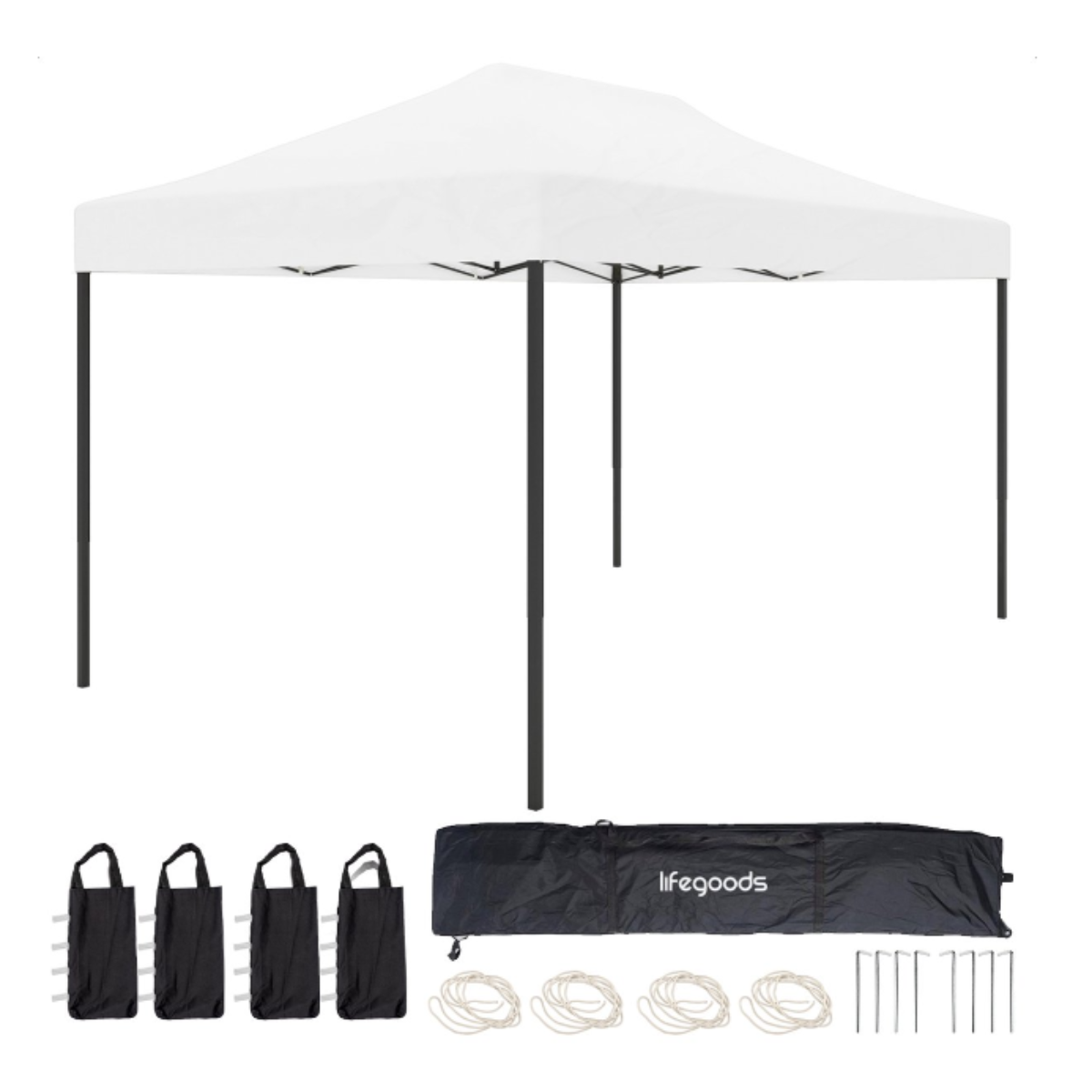 LifeGoods Partyzelt - 3x4,5 m - Leicht aufbaubar - Weiß
