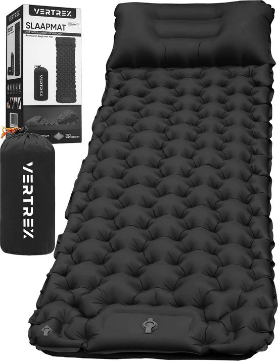 Vertrex Inflate-X1 Schlafmatte mit eingebauter Pumpe - Luftbett - 1 Person - Night Black