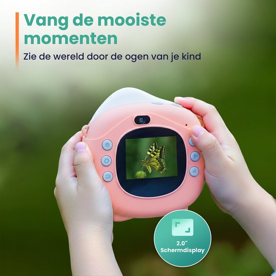 ODESSEY Kinderkamera mit Drucker - Full HD - Selfie-Kamera - 32GB SD-Karte - Foto - Video - Spiele - Digitalkamera Kinder - Fotokamera für Kinder - Pink