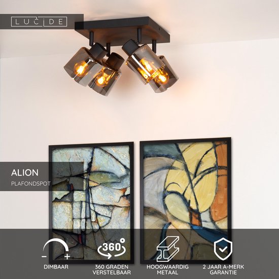 Lucide ALION – Deckenstrahler (Deckenleuchte) – 4xE14 – Schwarz